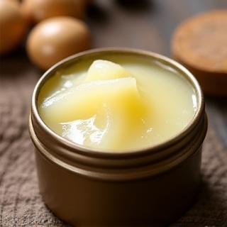 Small pot of shea butter heel balm.
